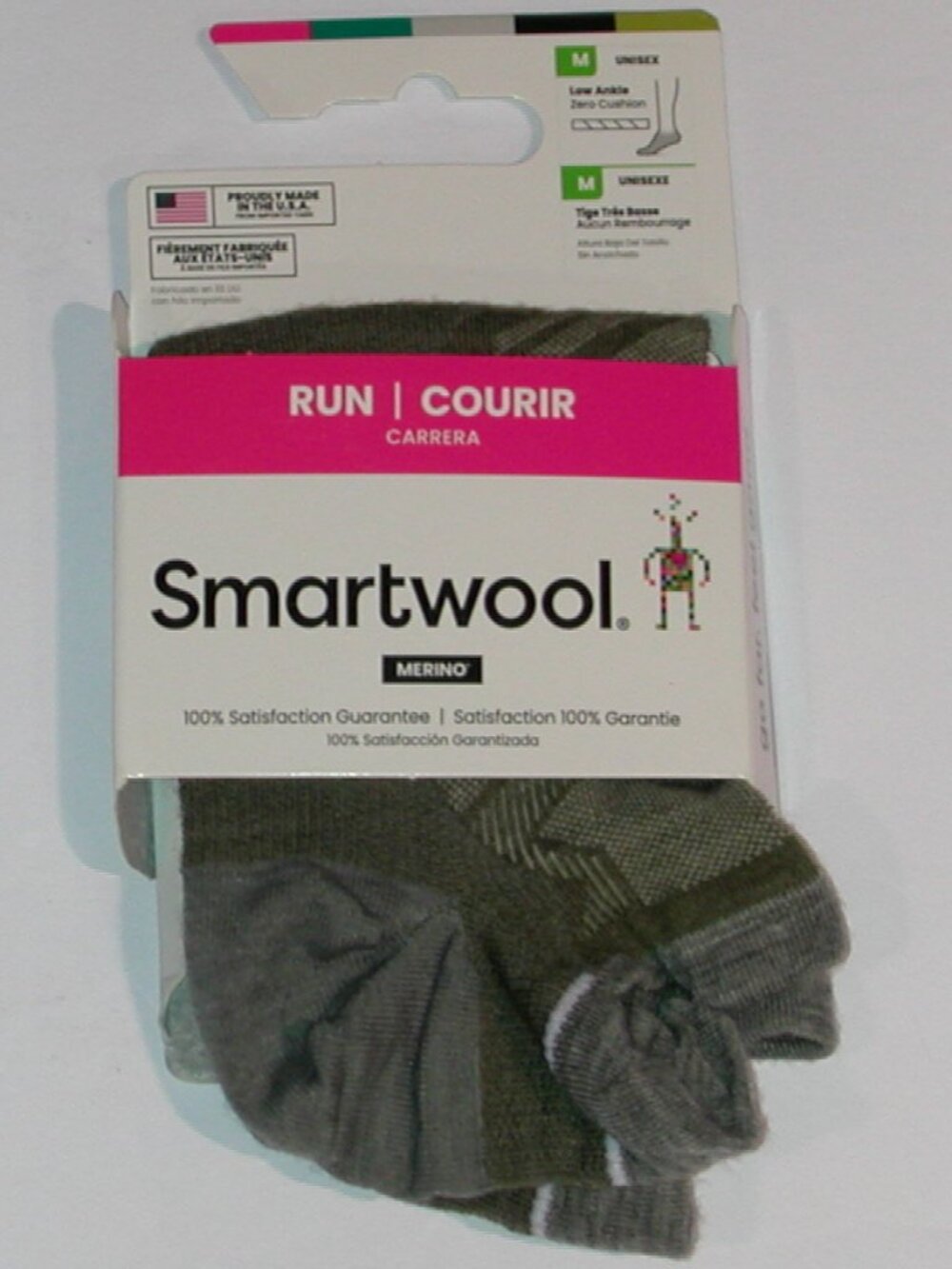 SmartWool Run Zero Cushion Low Ankle Unisex Socks Women's Medium NWT Winter Moss